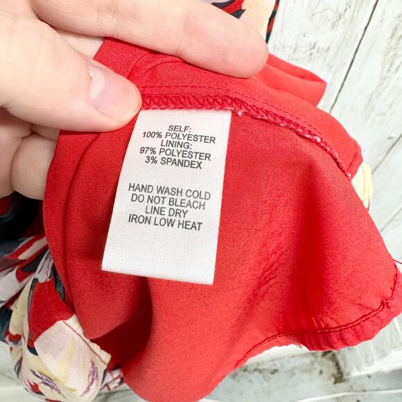 Lulu's Dress Women XL Red Floral V-Neck and Back Spaghetti Strap Mini Red Summer - Picture 4 of 6